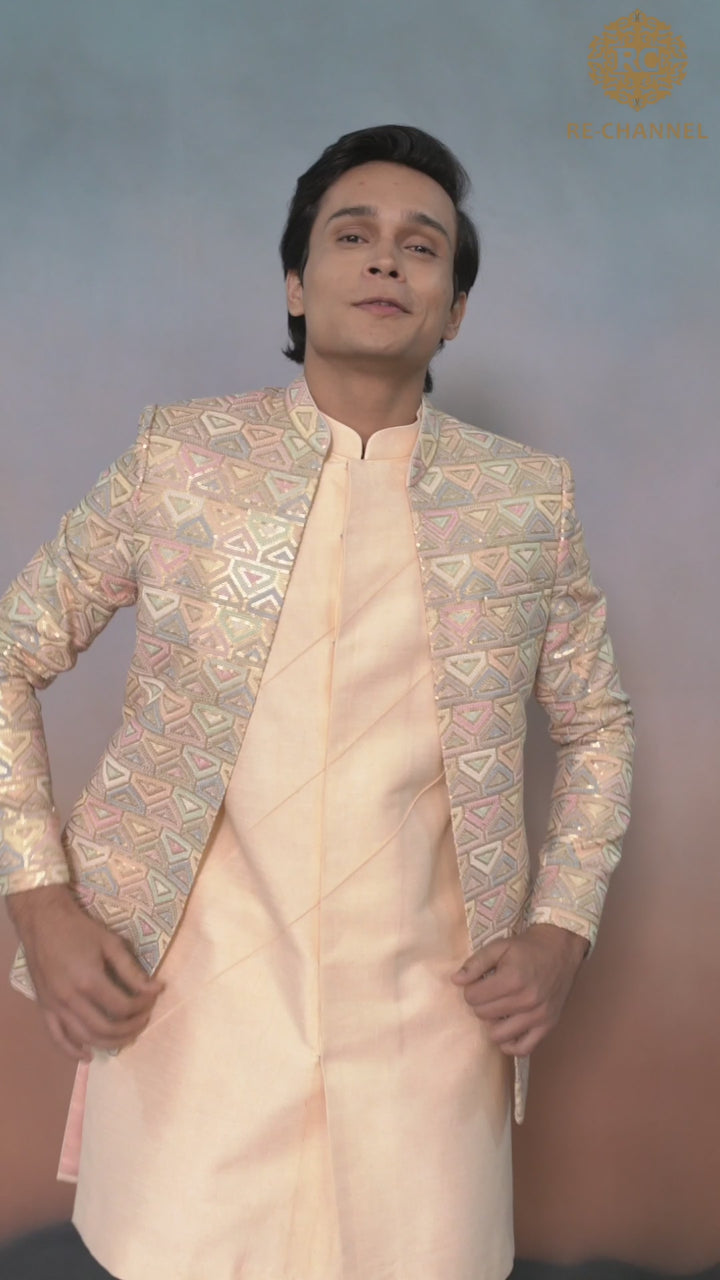 Light Peach Indo-Western Set