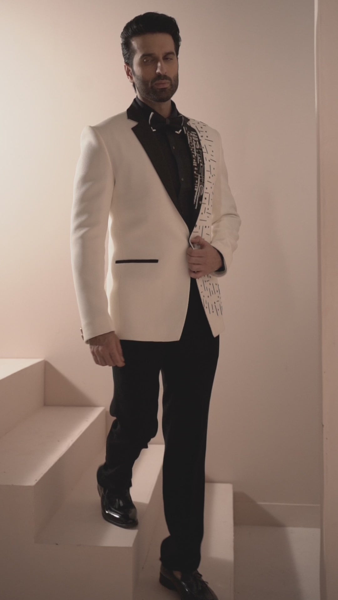 Half & Half Embellished White Suit