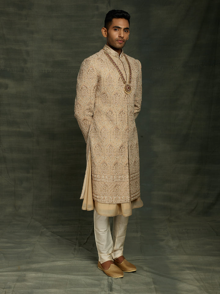 Beige groom's wear sherwani