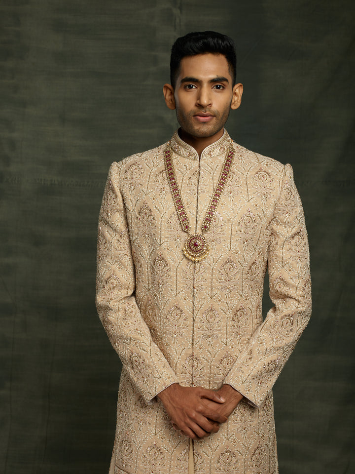 Beige groom's wear sherwani