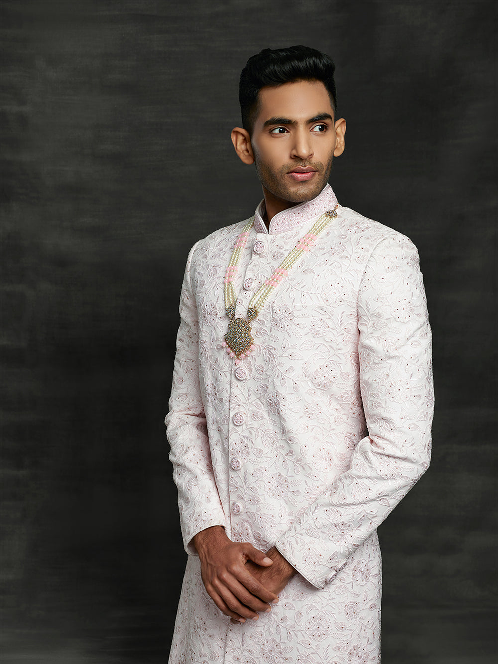 Net sherwani in pink