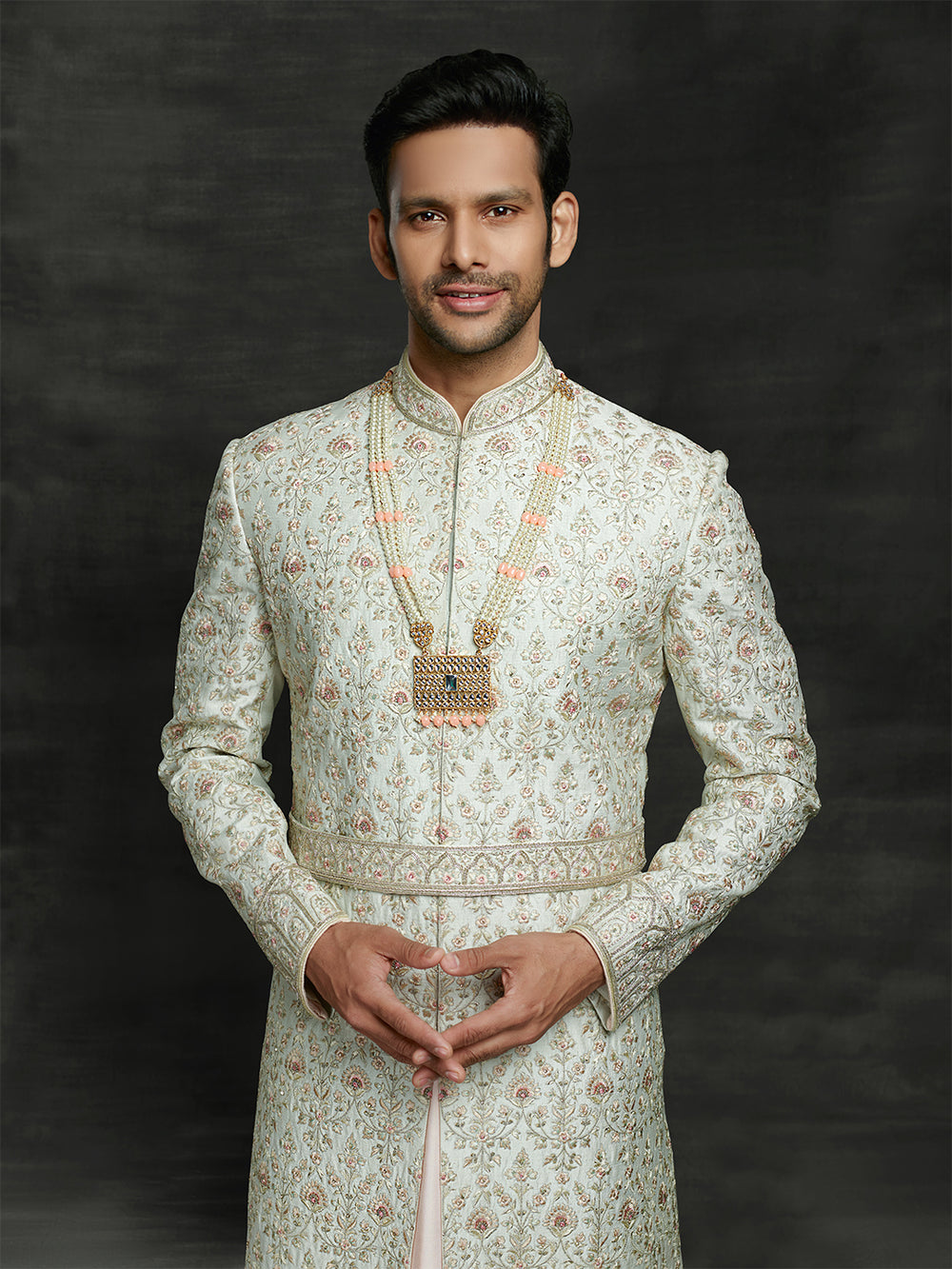 Mint green groom's wear sherwani