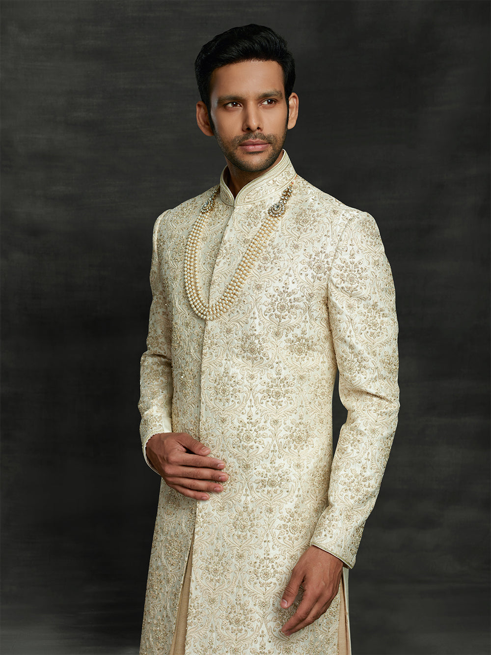 Cream sherwani for groom