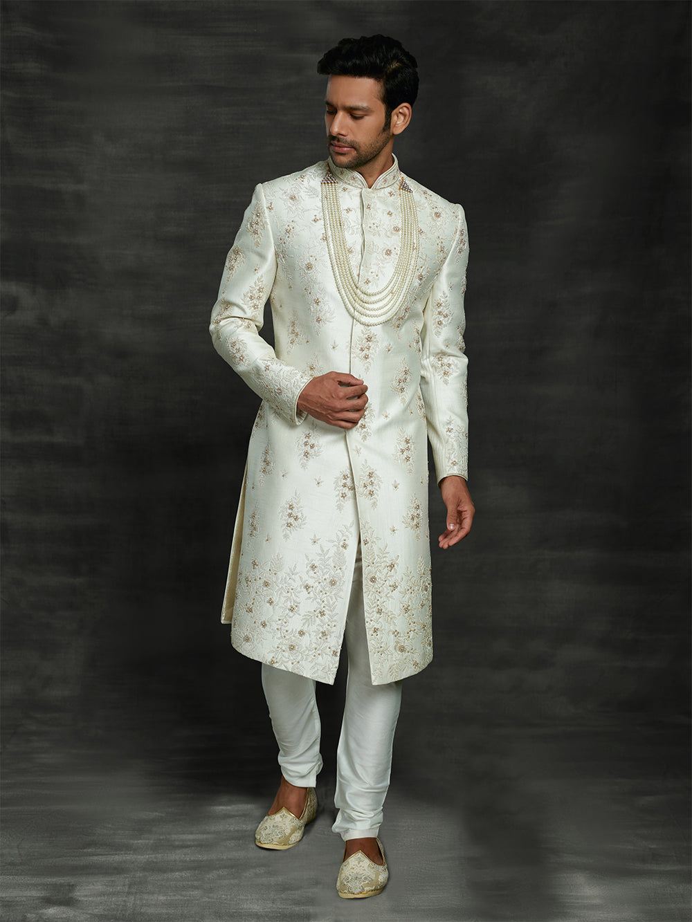 Off white sherwani for men