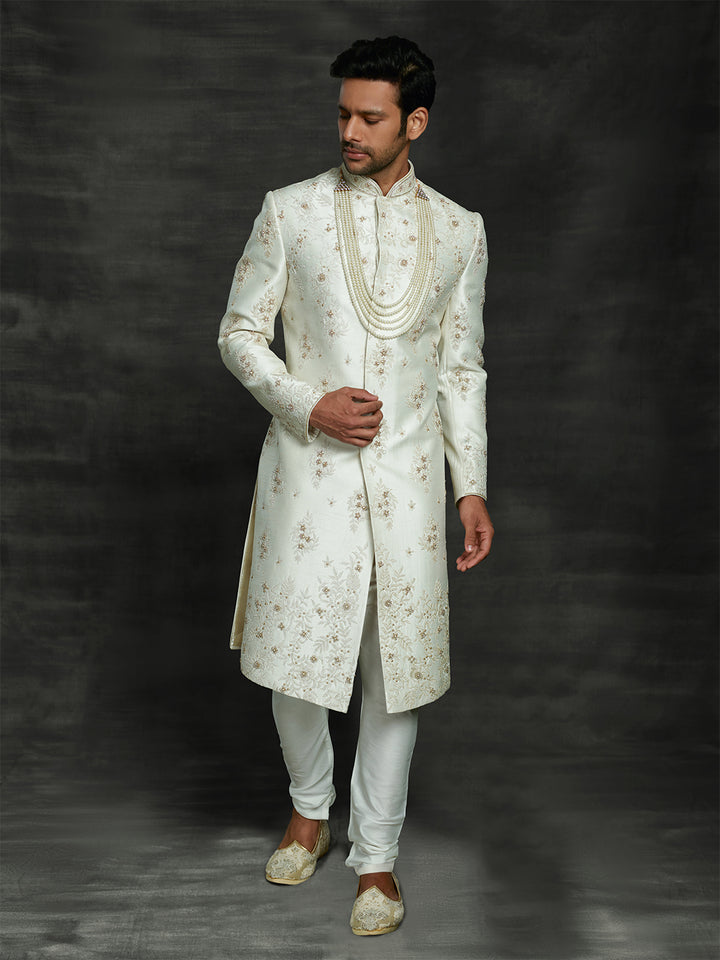 Off white sherwani for men