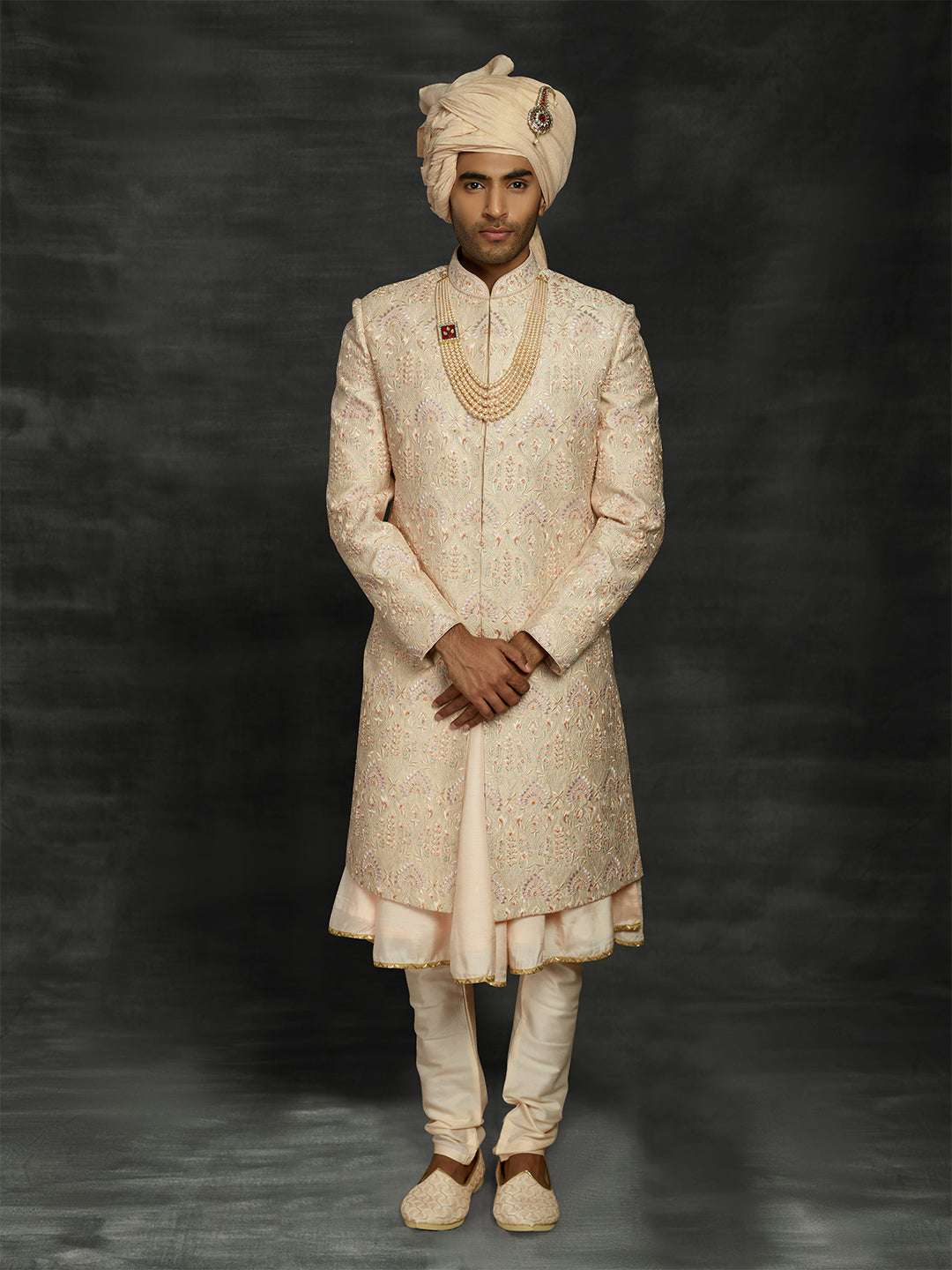 Groom's wear sherwani in peach
