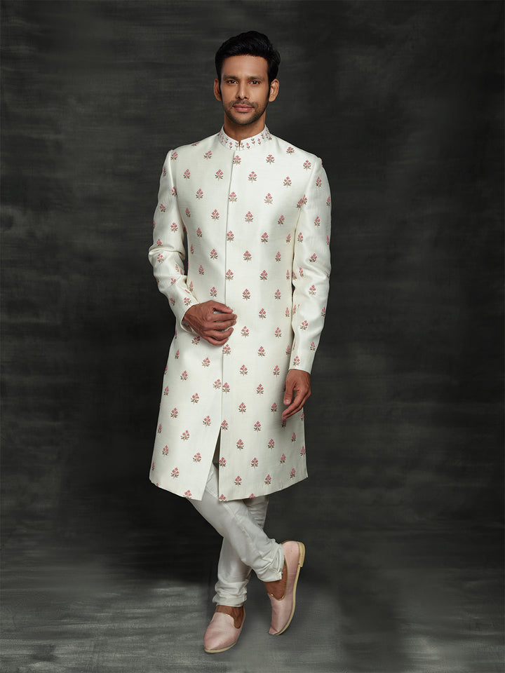 White sherwani for men