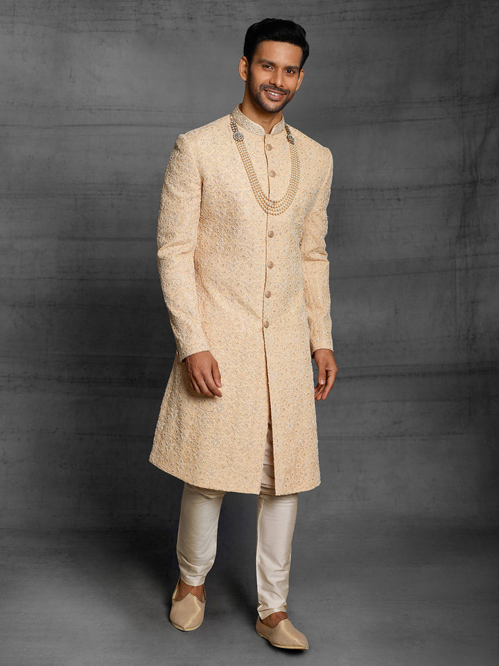Simple sherwani in gold color