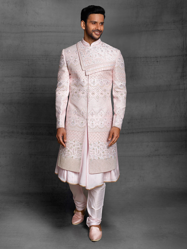 groom's wear sherwani in pink