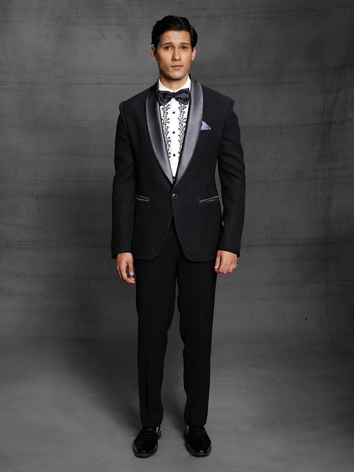 Black tuxedo in shimmer fabric