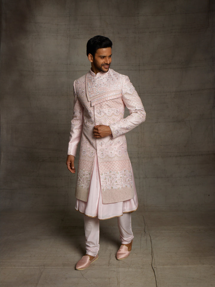 groom's wear sherwani in pink