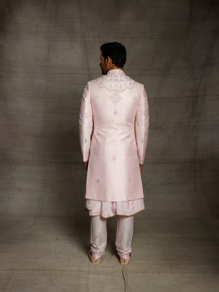 groom's wear sherwani in pink