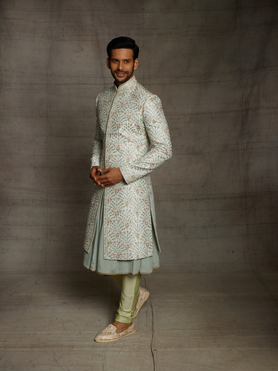 Mint green grooms wear sherwani