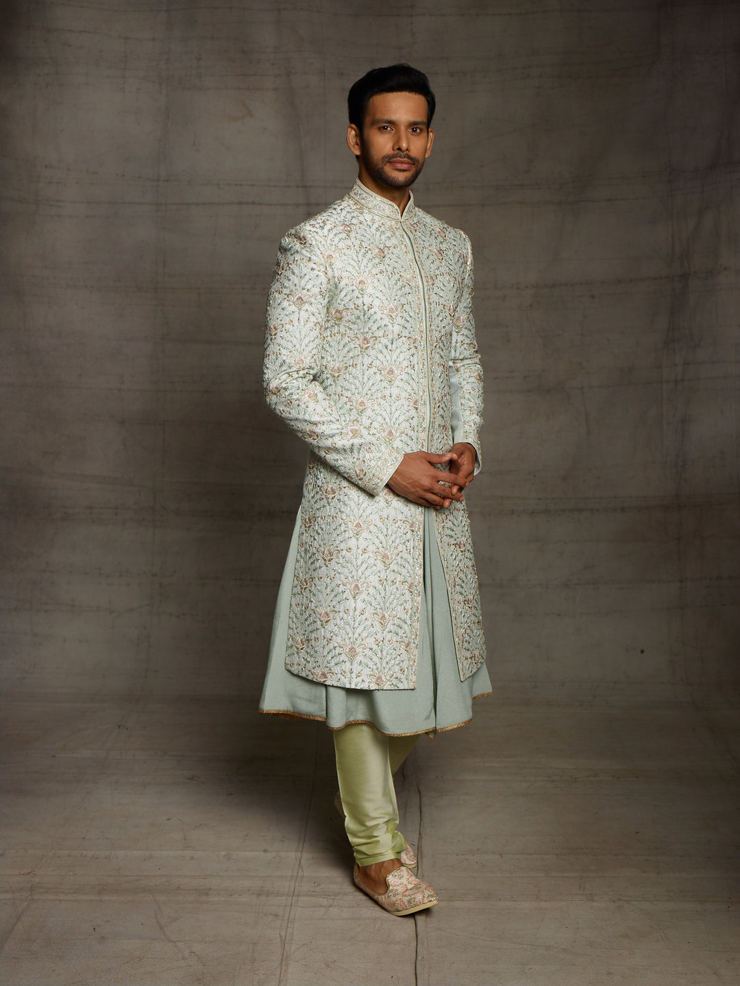 Mint green grooms wear sherwani