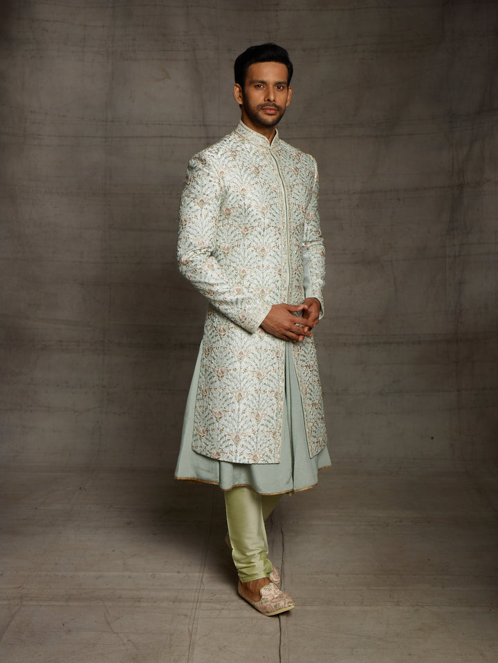 Mint green grooms wear sherwani