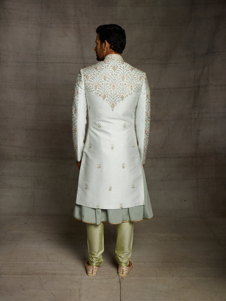 Mint green grooms wear sherwani