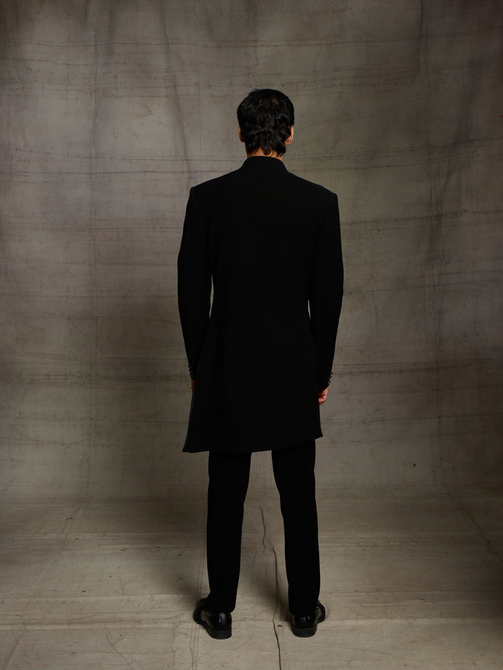 Black indo-western with zardose motif.