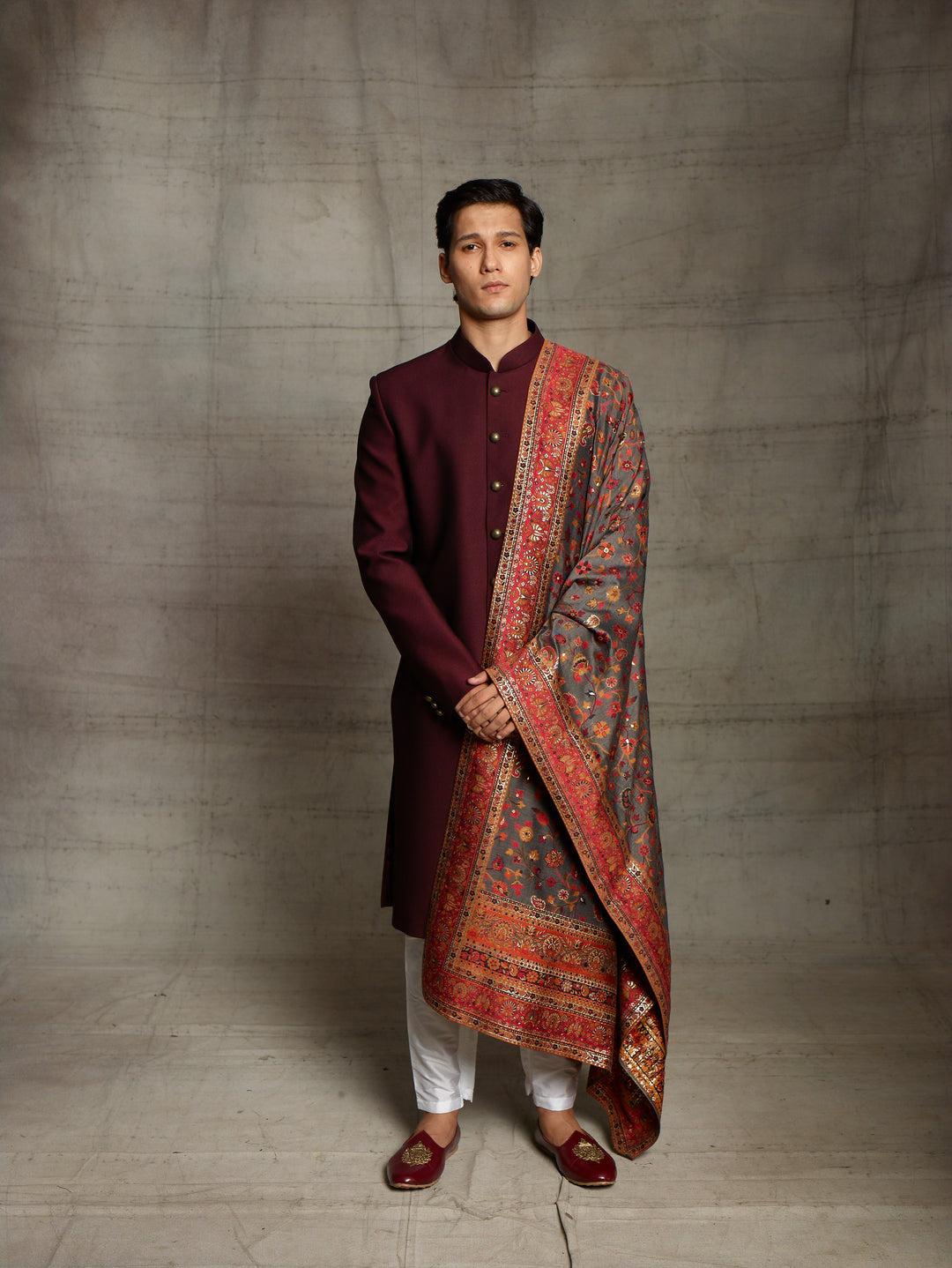 Simple nawabi with chanderi multicolor dupatta