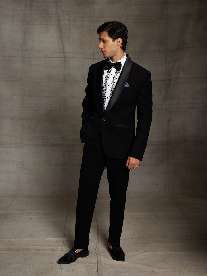 Black tuxedo in shimmer fabric