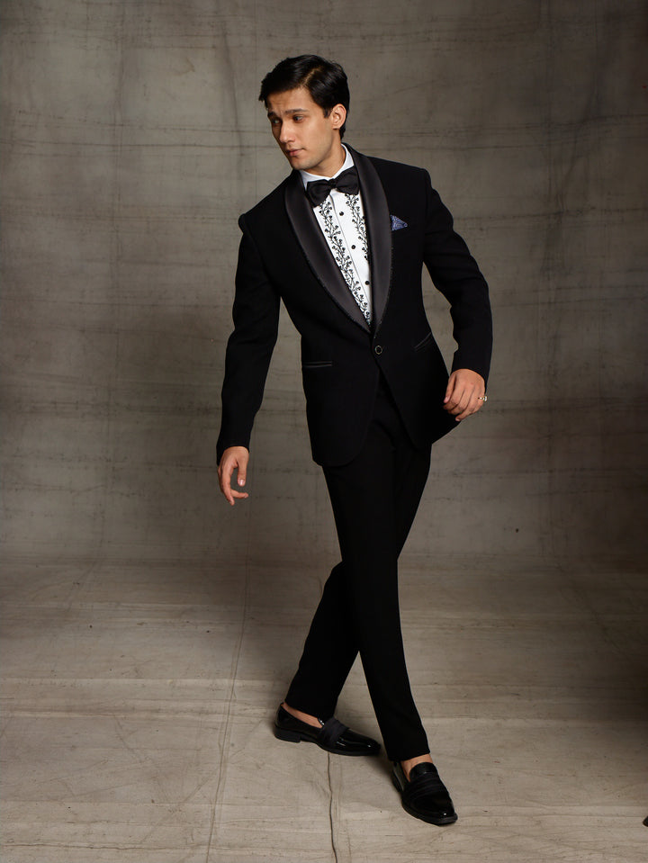 Black tuxedo in shimmer fabric