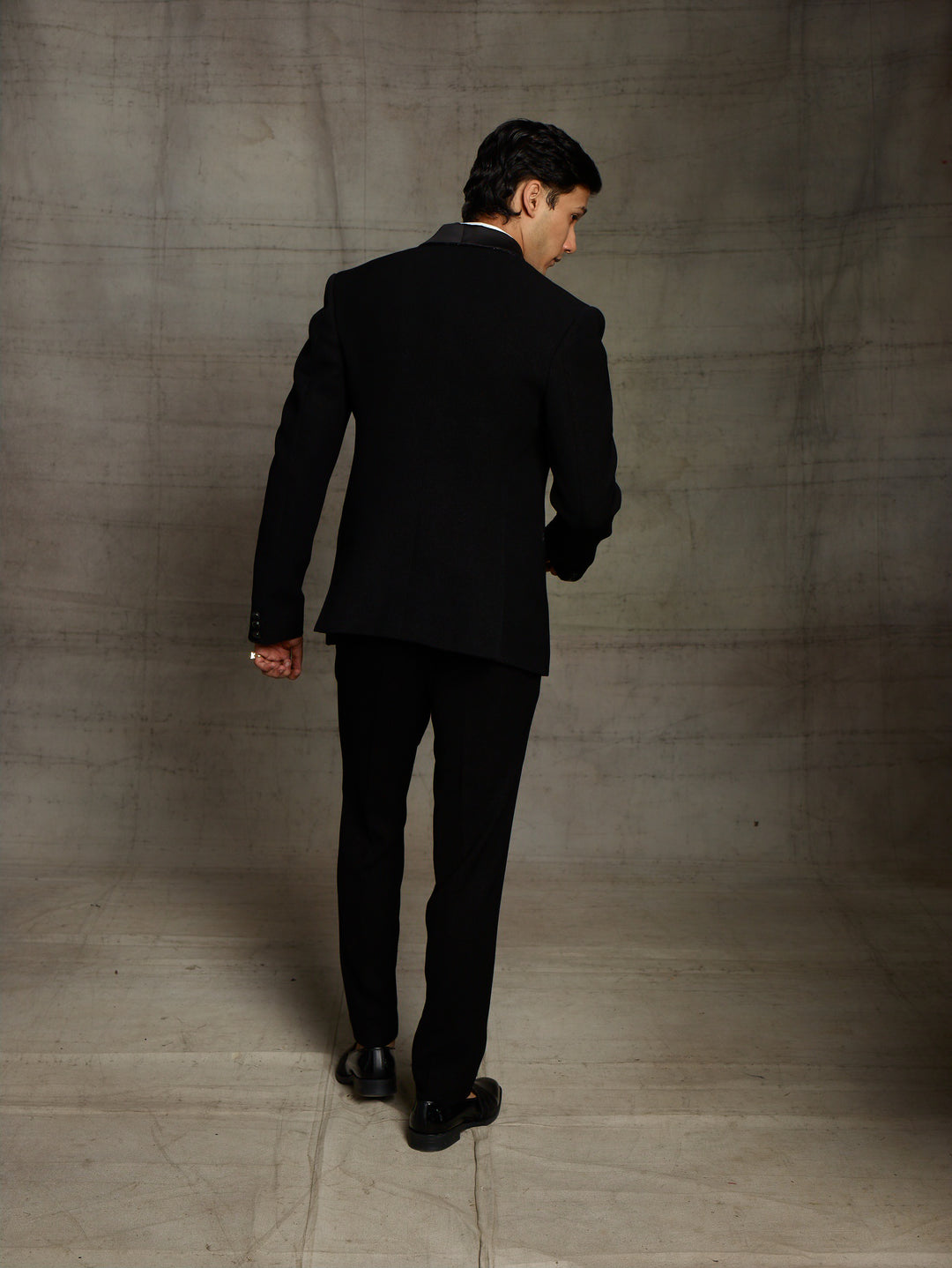 Black tuxedo in shimmer fabric