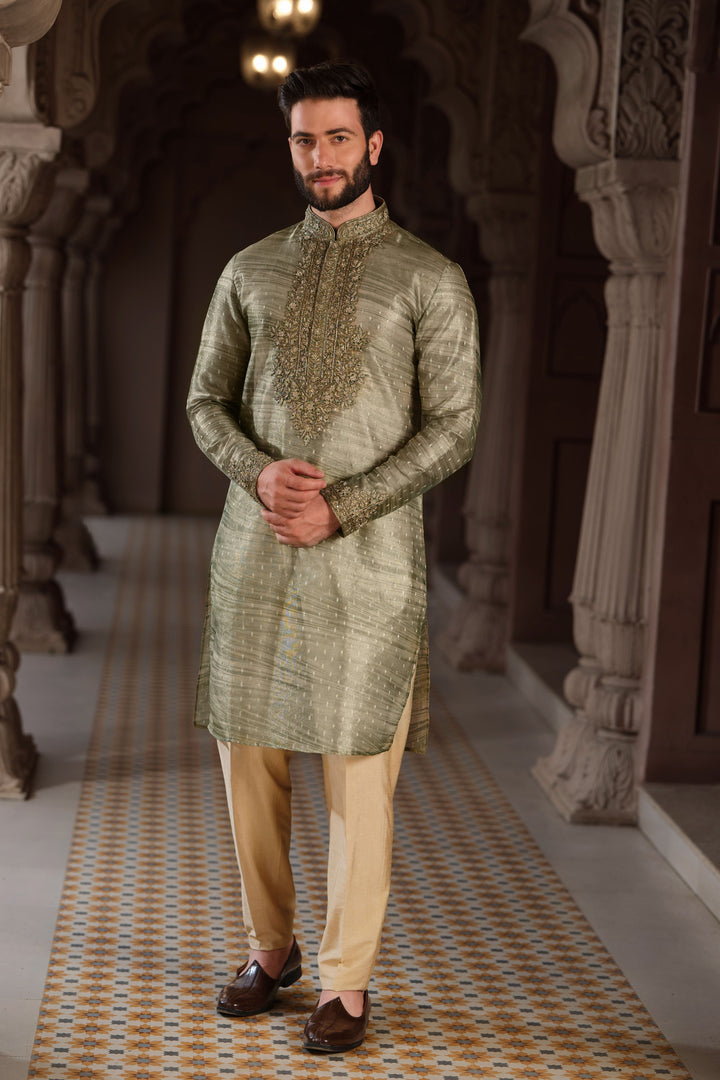Golden Verdant Banarasi Tissue Kurta