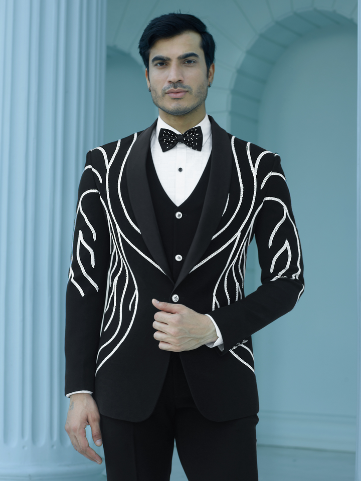 Bold Black Embellished Suit