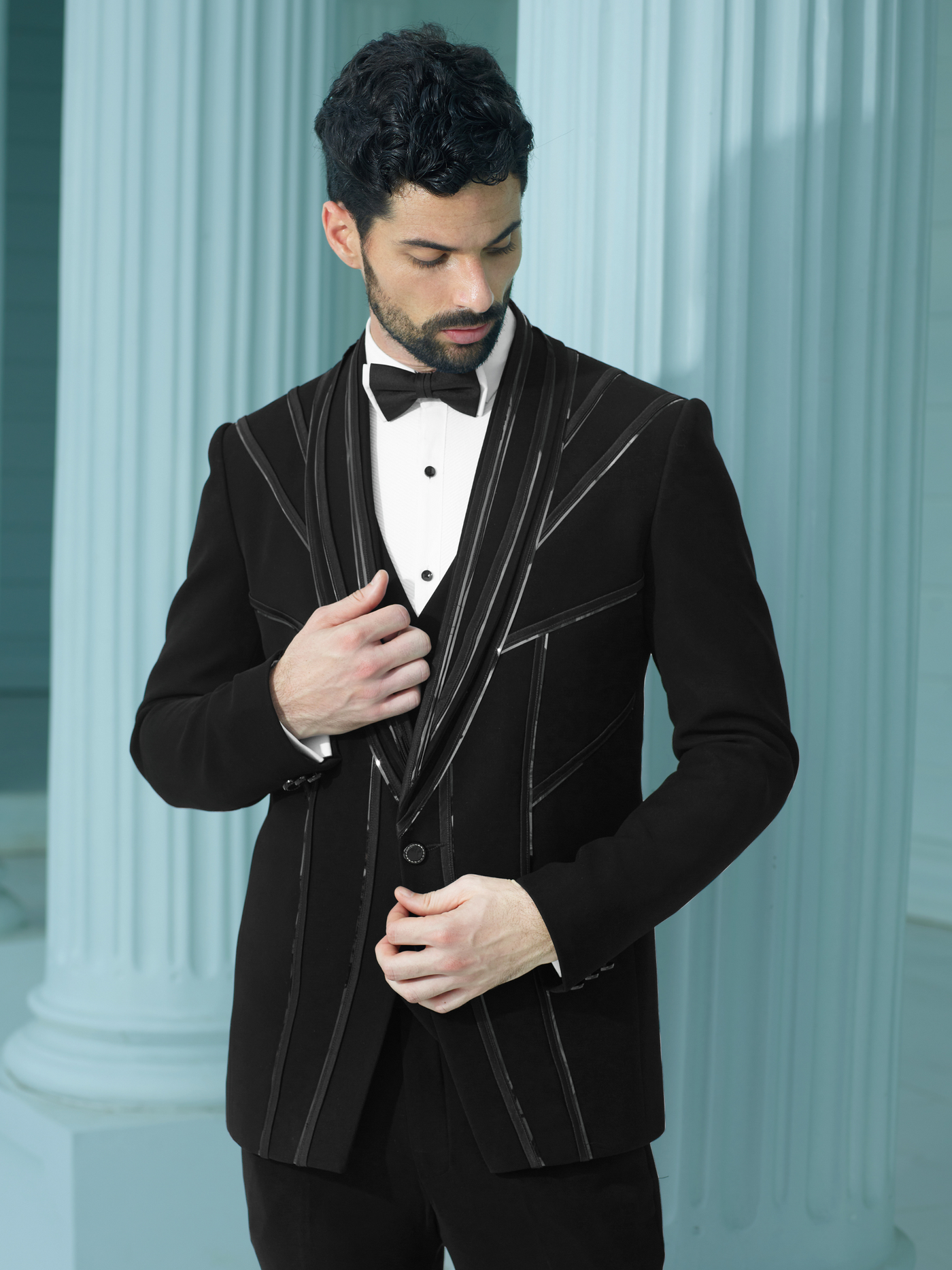 Black Suit with Chrome Detailing