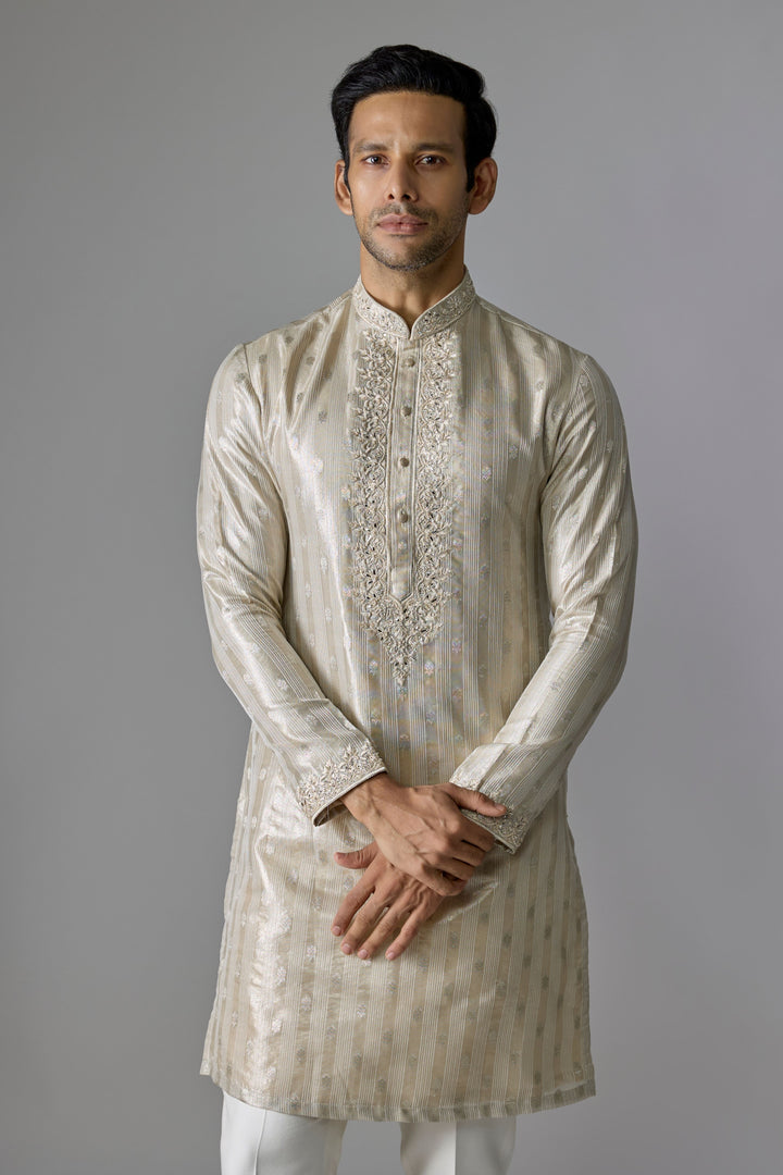 Light Gold Embellished Kurta Set