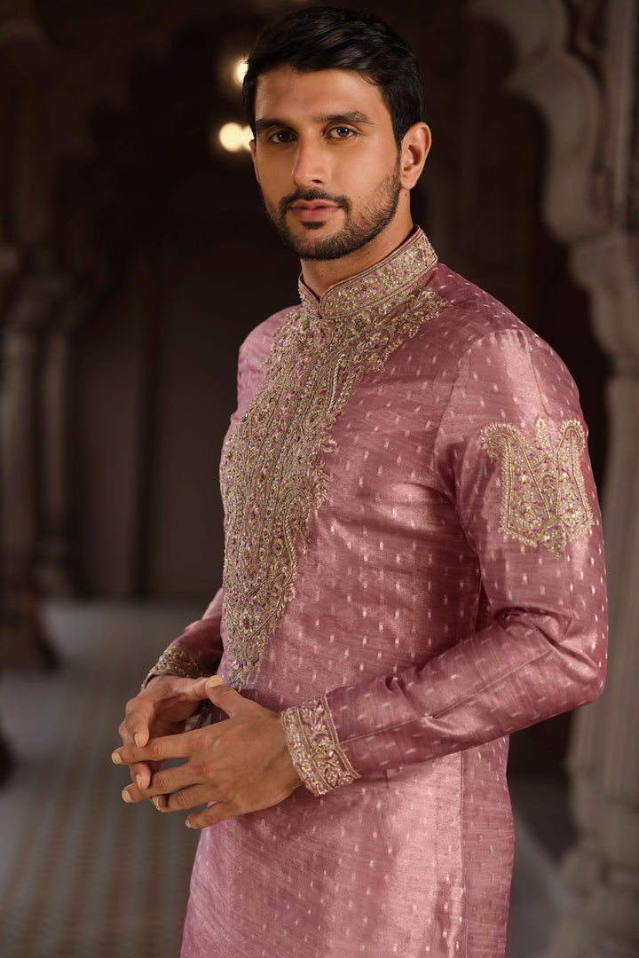 Onion Pink Tissue Kurta