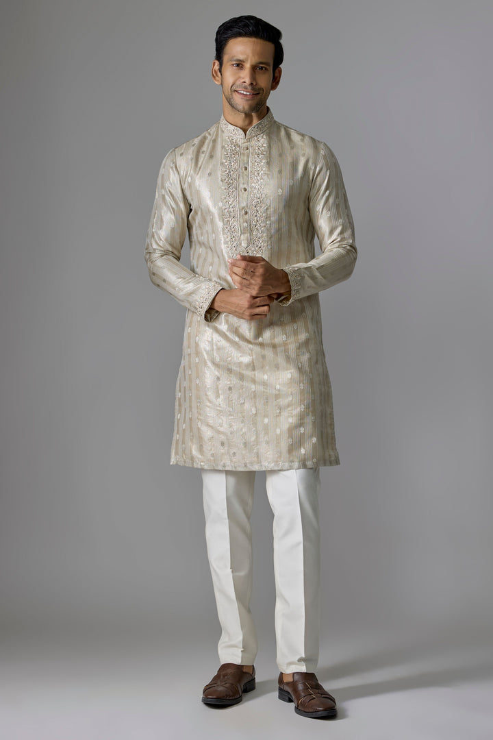 Light Gold Embellished Kurta Set