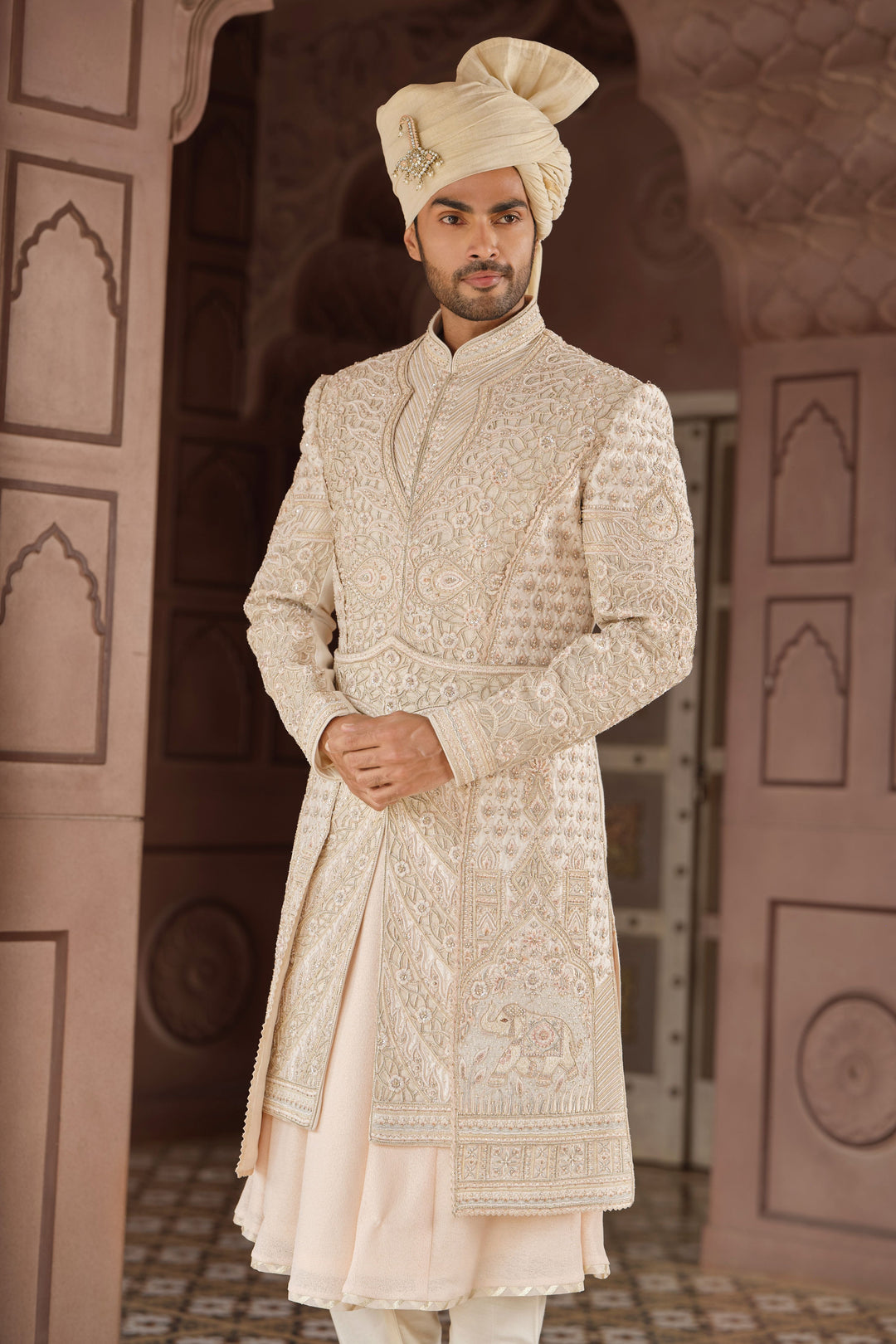 Light Gold Imperial Sherwani