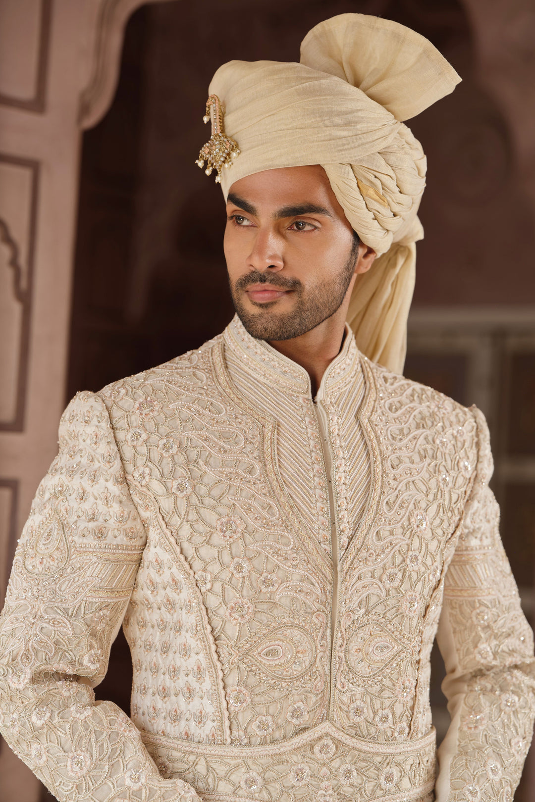 Light Gold Imperial Sherwani