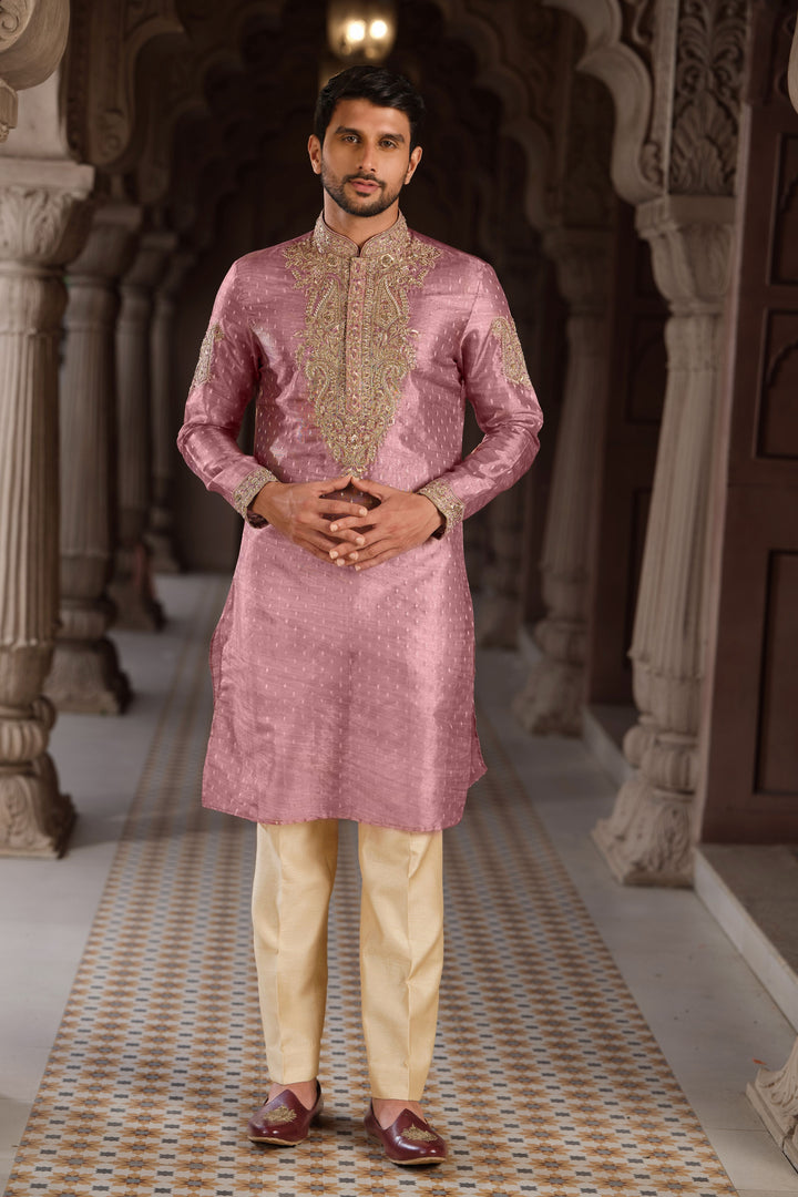 Onion Pink Tissue Kurta