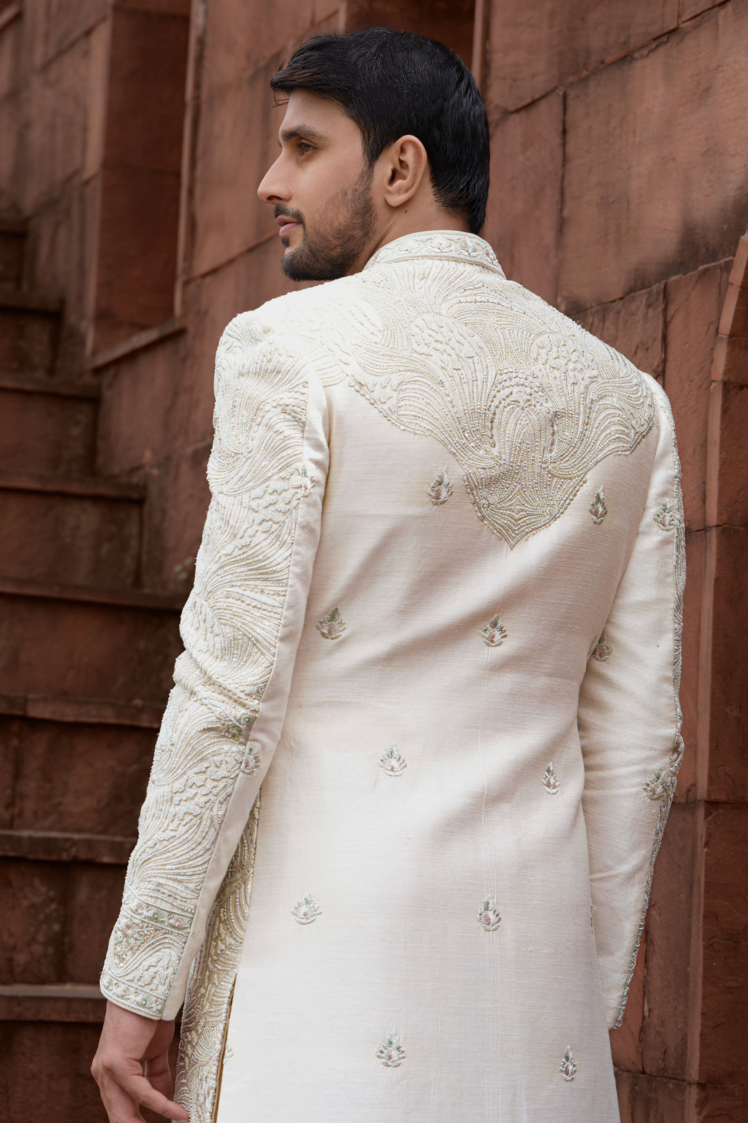 Gilded Abstract Silk Sherwani