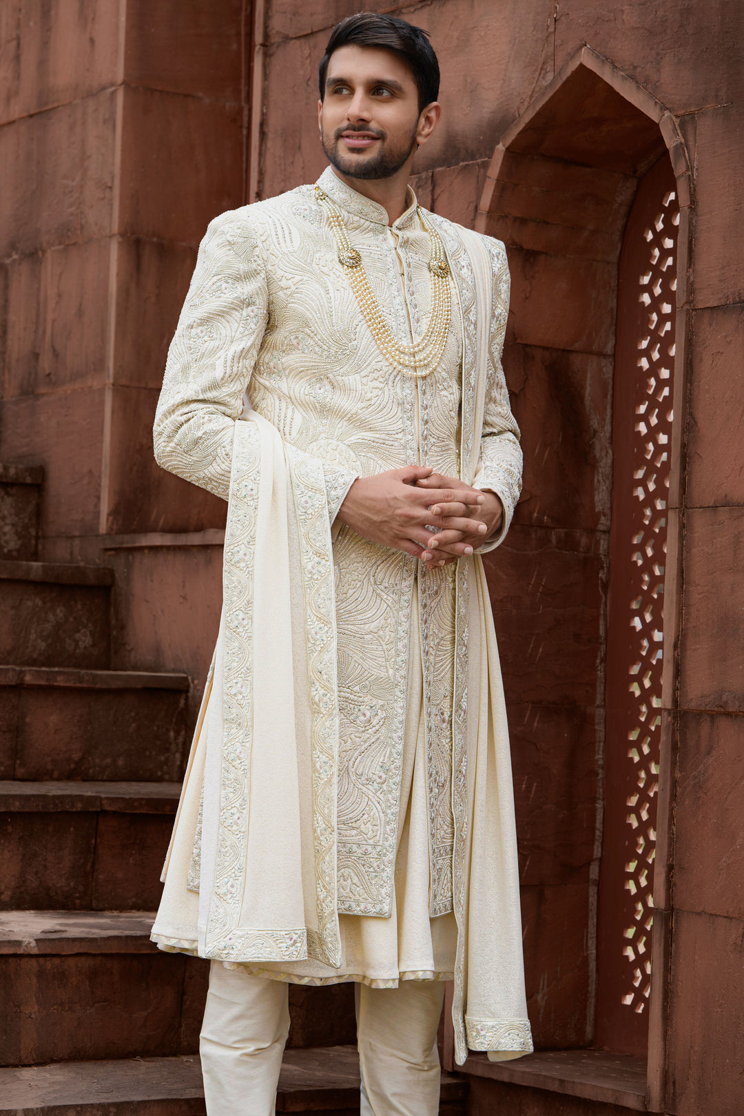 Gilded Abstract Silk Sherwani