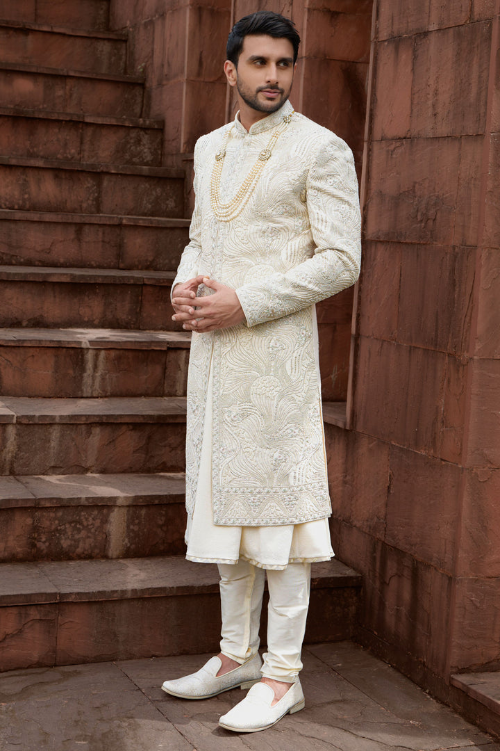 Gilded Abstract Silk Sherwani