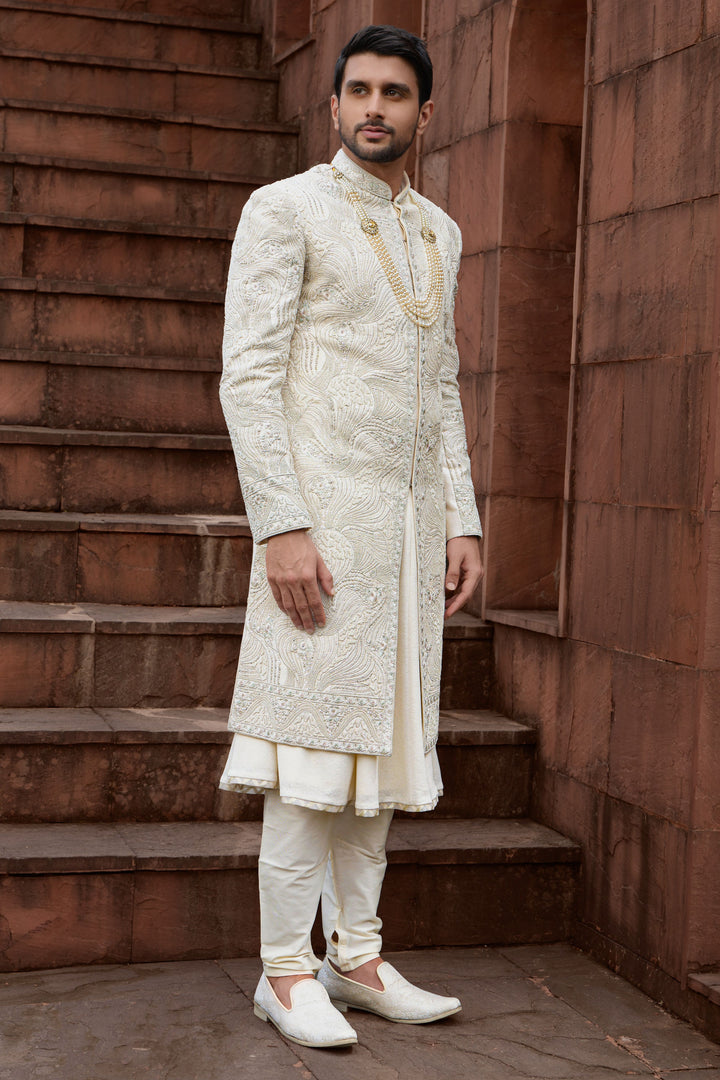Gilded Abstract Silk Sherwani