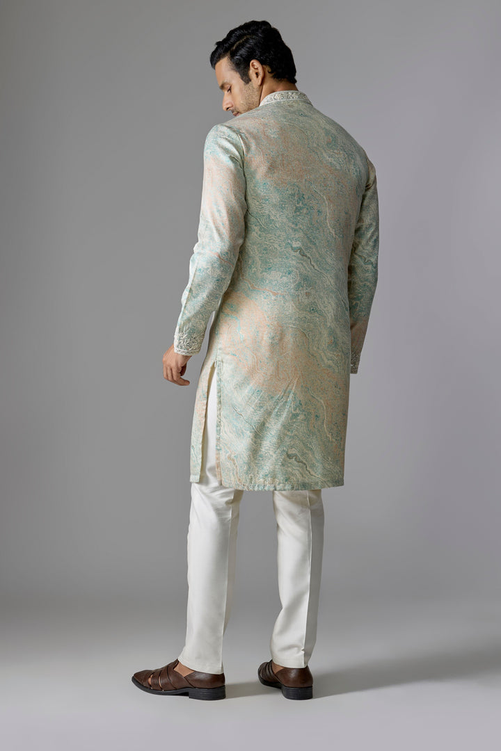 Peachish Green Embellished Kurta Set
