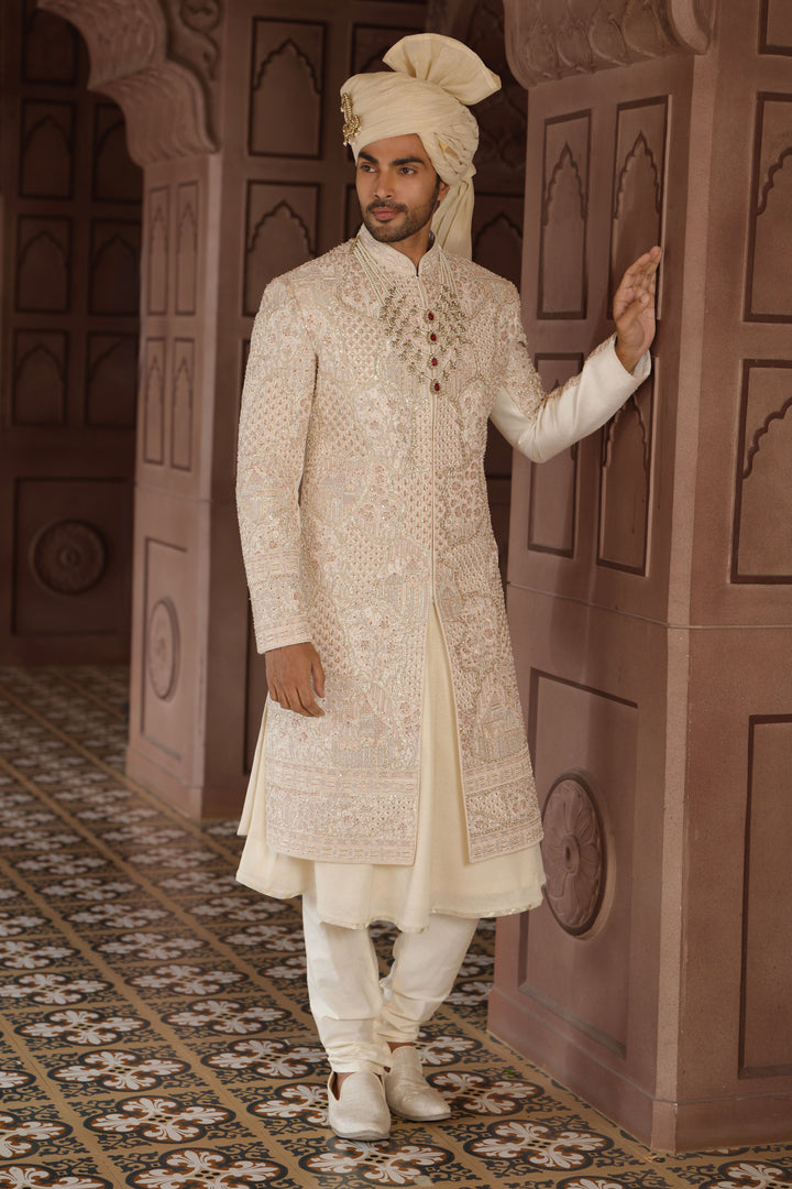 Royal Cream Accent Sherwani