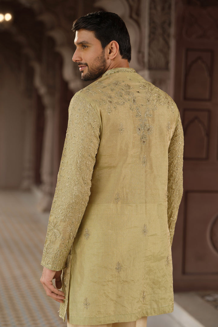 Olive Gleam Banarasi Tissue Kurta