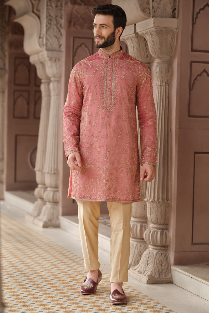 Fuchsia Gold Banarasi Tissue Kurta