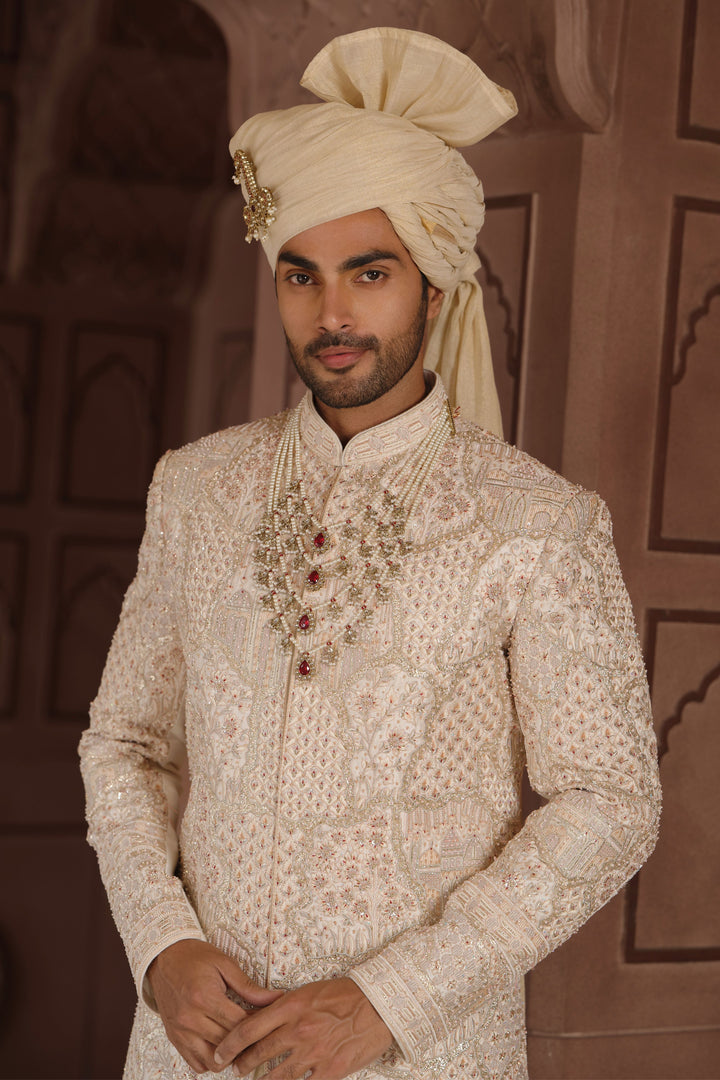 Royal Cream Accent Sherwani