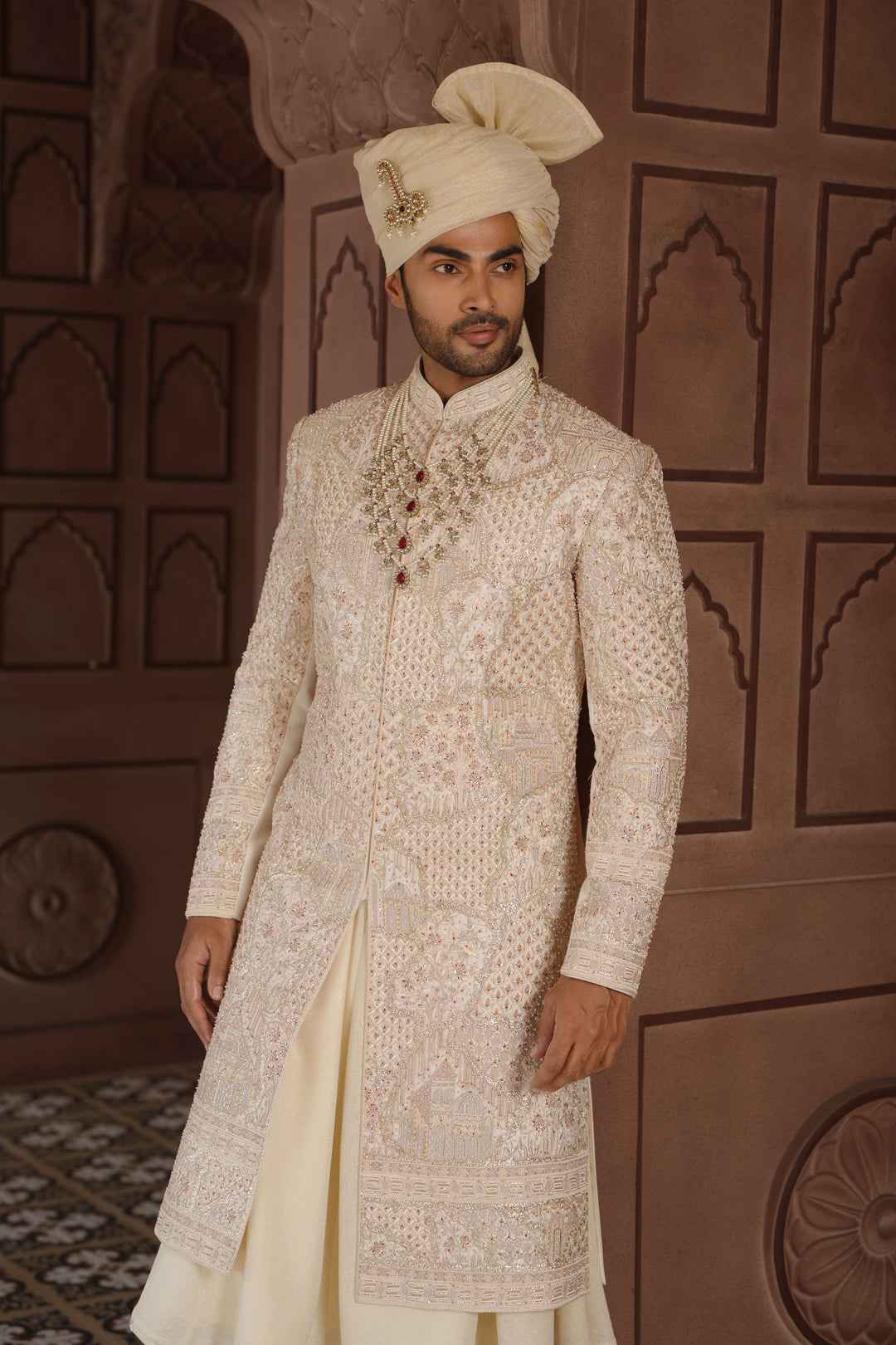 Royal Cream Accent Sherwani
