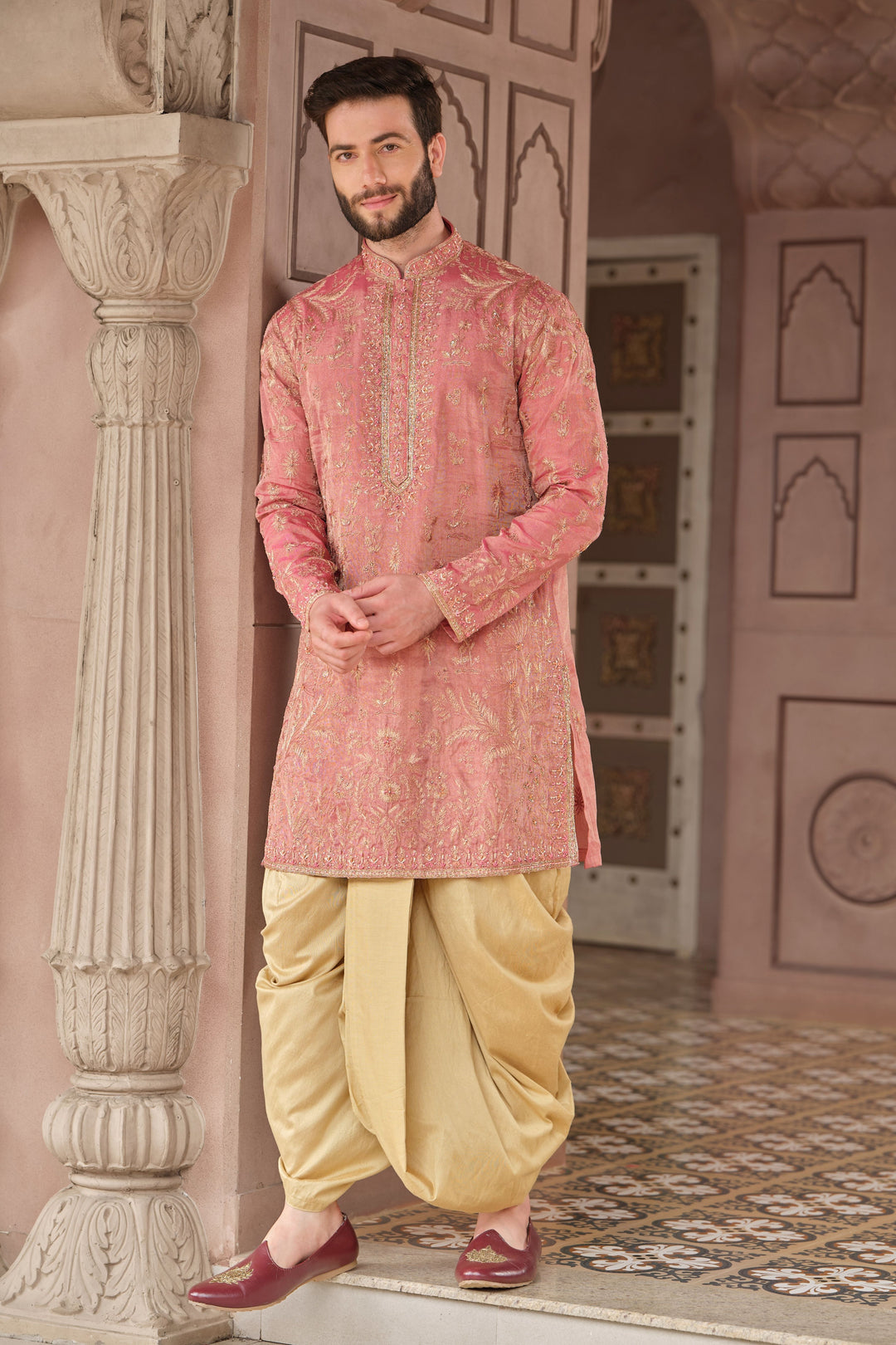 Fuchsia Gold Banarasi Tissue Kurta