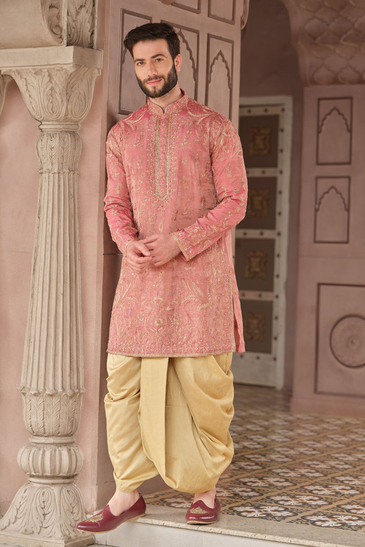 Fuchsia Gold Banarasi Tissue Kurta