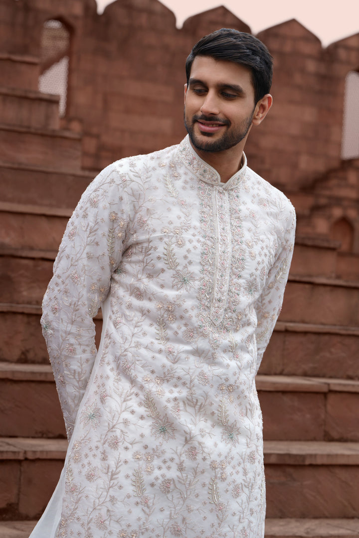 Ivory Blush Organza Sheer Kurta