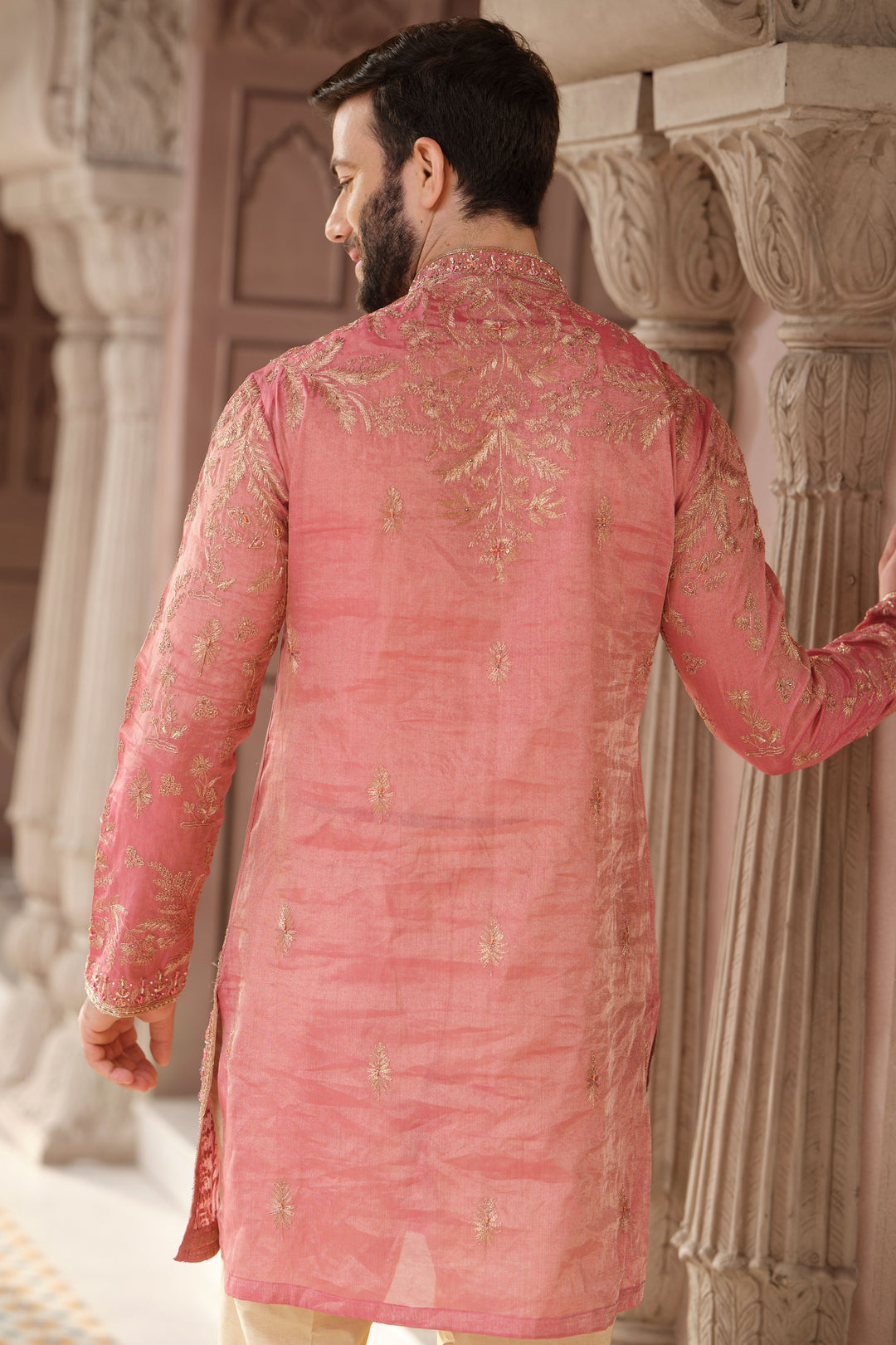 Fuchsia Gold Banarasi Tissue Kurta