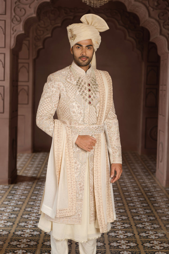 Royal Cream Accent Sherwani