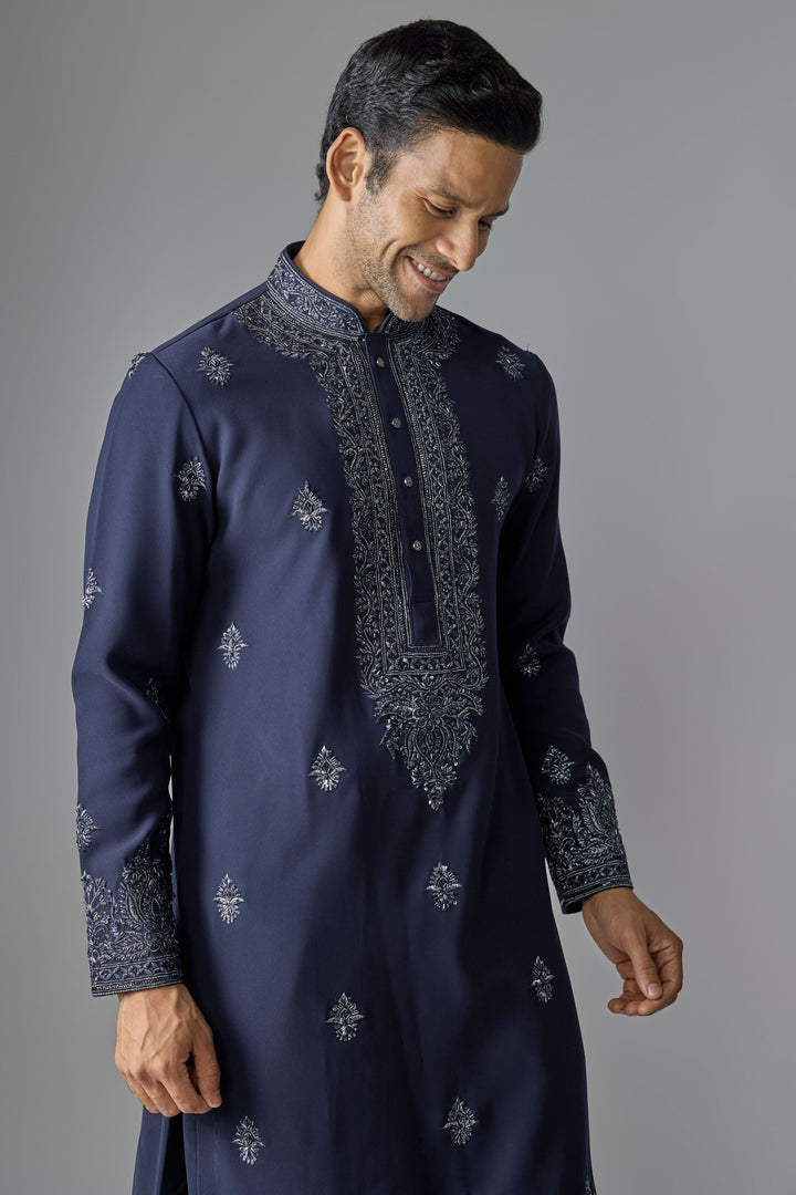 Blue Embellished Craft Kurta Set